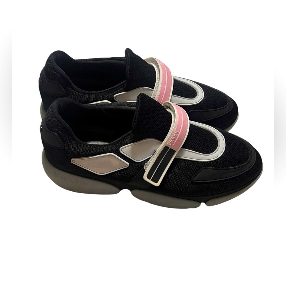 Prada Women’s Black Pink Cloudbust Sneakers Velcro Size 36.5